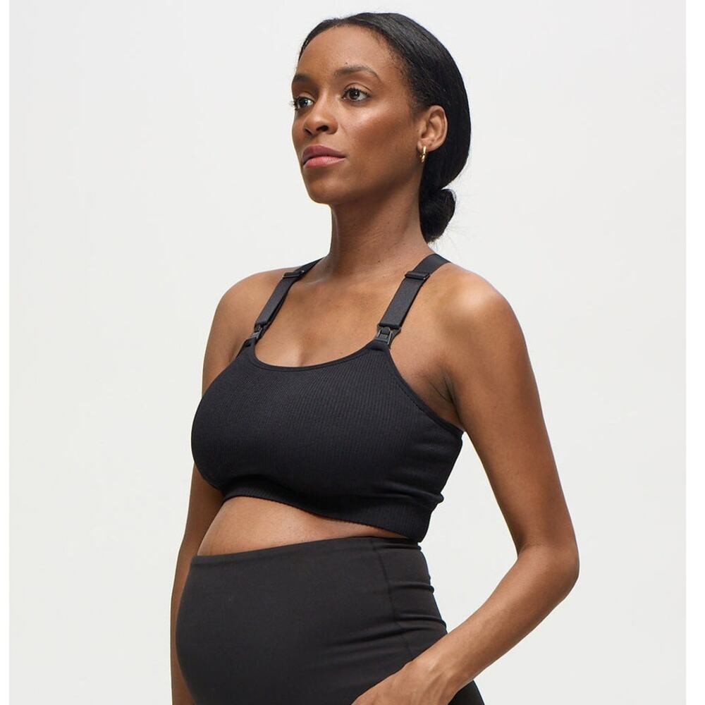 Ingrid & Isabel Women's Seamless Nursing Sports Bra Sleeveless Black Size M